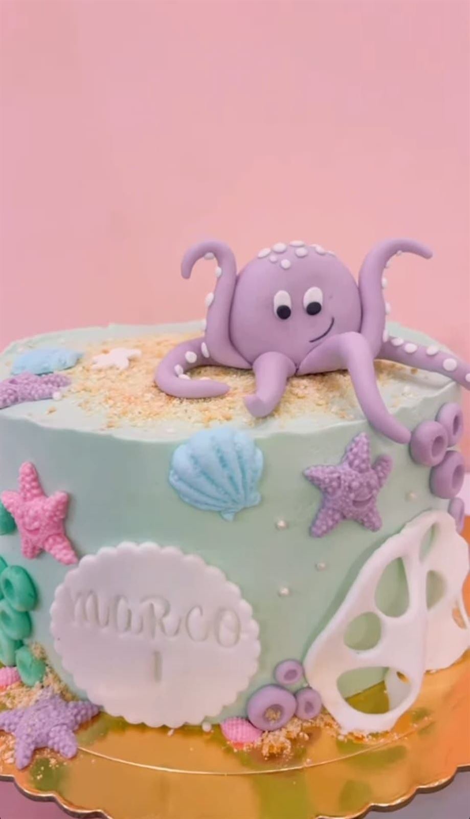 Tarta personalizada cumpleaños fondo marino - Imagen 1