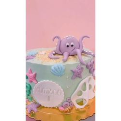 Tarta personalizada cumpleaños fondo marino - Imagen 1