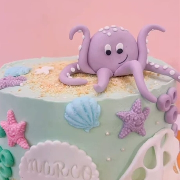 Tarta personalizada cumpleaños fondo marino - Imagen 1